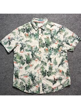 Denim &‎ Flower Ricky Singh Flamingo Palm Button Up Shirt XL Slim Fit